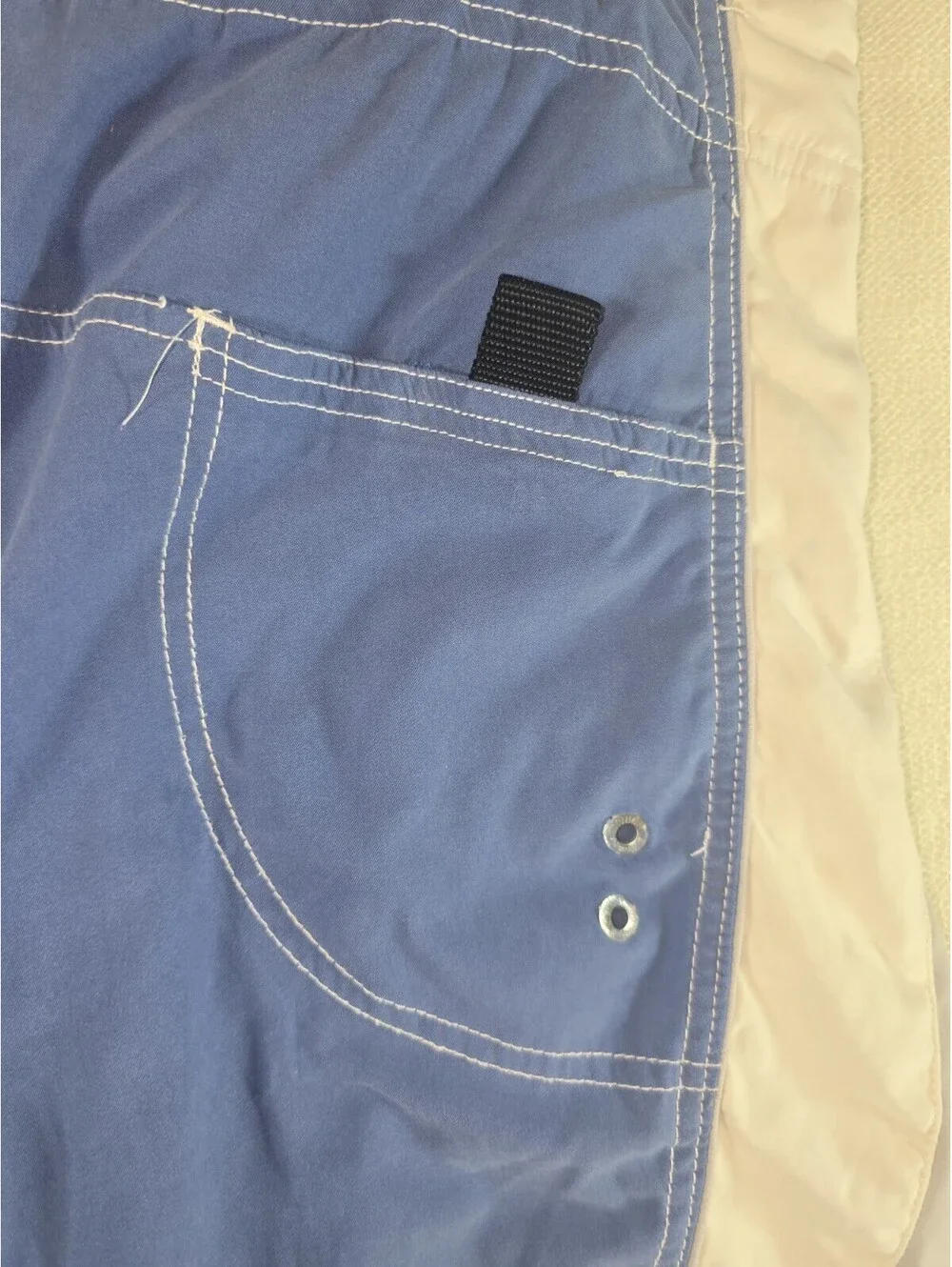 Trucal Mens Board Shorts Swim Trunks Medium Blue Grey Stripe Lace Up Mesh